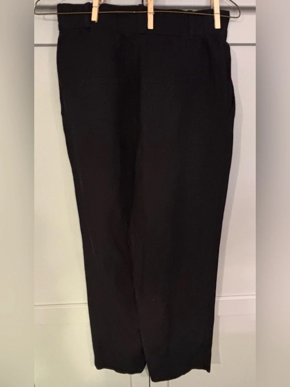 H& M LINEN-BLEND DRESS PANTS Black Wide-Leg Size 4
